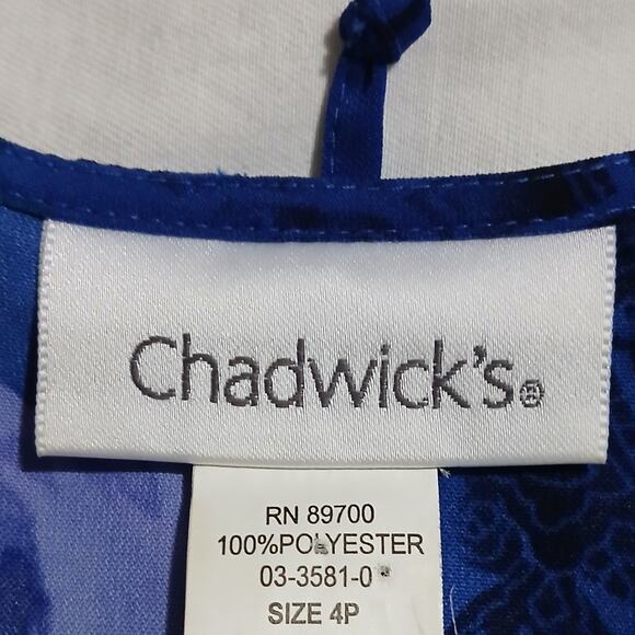 Chadwick's 4 MAXI Sleeveless FLORAL Side-Slit Blue Long Tie-Waist A-Line Dress - Picture 2 of 13